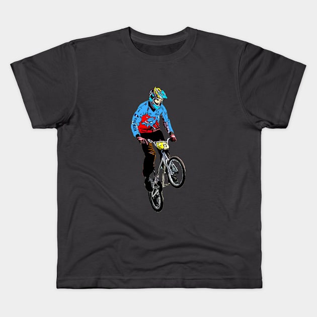 bmx Kids T-Shirt by rickylabellevie